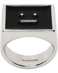 Acne Studios - Silver & Black Enamel Ring - Lyst