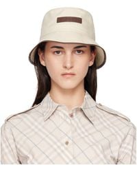 Burberry - Off- Logo Gabardine Bucket Hat - Lyst