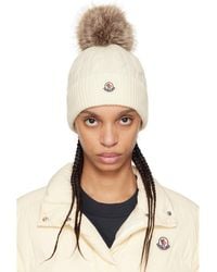 Moncler - Off- Wool & Cashmere Pom Pom Beanie - Lyst