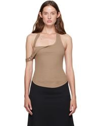 Courreges - Taupe Asymmetric Buckle Tank Top - Lyst