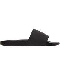 Polo Ralph Lauren - Sandales à enfiler noires à image à logo - Lyst