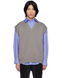WOOYOUNGMI - Gray V-neck Vest - Lyst