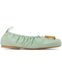 JW Anderson - Ballerines vertes en cuir à ferrure à logo - Lyst