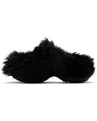 Balenciaga - Black Crocs Edition Fake Fur Mules - Lyst