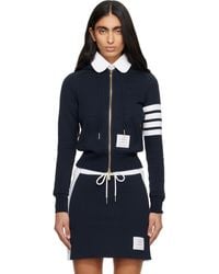 Thom Browne - Classic Loopback 4-Bar Full Zip Hoodie - Lyst