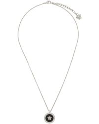 Versace - Silver & Black Enamel Medusa Necklace - Lyst