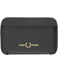 Fred Perry - Black Burnished Leather Card Holder - Lyst