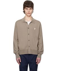 Ami Paris - Taupe Ami De Coeur Cardigan - Lyst