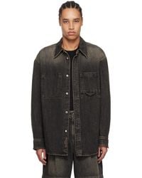 WOOYOUNGMI - グレー バックロゴ ウォッシュド デニムシャツ - Lyst