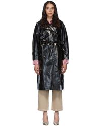 Nanushka Black Vinyl Ambar Trench Coat