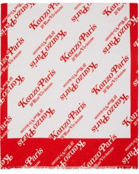 KENZO - Écharpe rouge et blanc à motif à logo - Lyst
