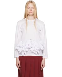 Comme des Garçons - T-Shirt Blanc En Filet À Appliqués - Lyst