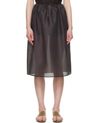 Amomento - Jupe Midi Grise En Organza À Fronces - Lyst