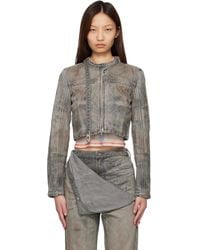 DIESEL - Cropped Cotton-Hemp Satin Denim Jacket - Lyst