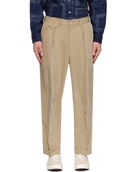 Beams Plus - Taupe Pleated Trousers - Lyst
