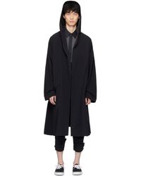 Fumito Ganryu - Manteau de style peignoir noir en taffetas technique - Lyst