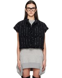 Sacai - ブラック ツイード ベスト - Lyst