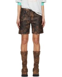 Acne Studios - Short Décontracté Brun En Denim À Motif Graphique - Lyst