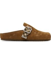 Burberry - Tan Check Suede Urchin Loafers - Lyst