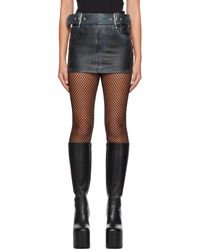 Blumarine - Black Belted Leather Miniskirt - Lyst