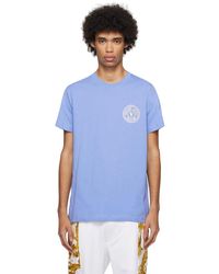 Versace - T-shirt bleu à logo circulaire - Lyst
