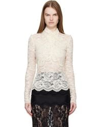 Rabanne - Off- Long-Sleeved Lace Top - Lyst