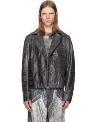 DIESEL - Treated Leather Biker Jacket - Lyst