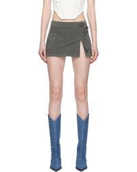 Dion Lee - Mini-jupe portefeuille de style tablier grise en denim - Lyst