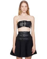 Moschino - Black Pin-buckle Faux-leather Tank Top - Lyst