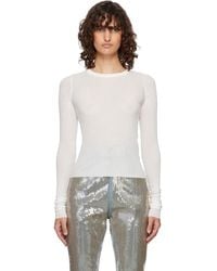 Rick Owens - Off- Temple Cropped Rib Ls T-Shirt - Lyst