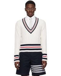 Thom Browne - Off- Cable Knit Sweater - Lyst
