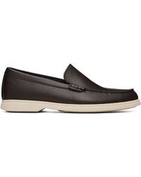 BOSS - Tumbled-Leather Logo Detail Loafers - Lyst