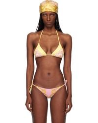 Versace - Printed Triangle Bikini Top - Lyst