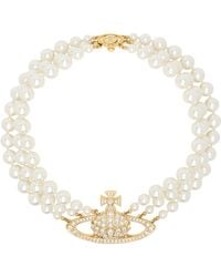 Vivienne Westwood - Three Row Faux-Pearl Bas Relief Necklace - Lyst