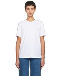 Maison Kitsuné - T-shirt blanc à écusson à logo de renard - Lyst