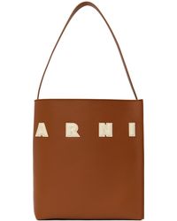 Marni - Brown Small Leather Museo Patches Tote - Lyst