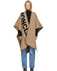 Moncler Wool-blend Poncho in Beige (Natural) | Lyst