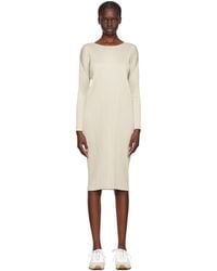 Pleats Please Issey Miyake - Beige Monthly Colors September Midi Dress - Lyst