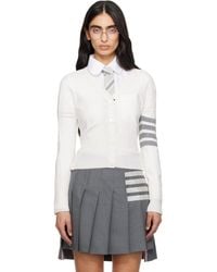 Thom Browne - Classic Cashmere 4-Bar V-Neck Cardigan - Lyst