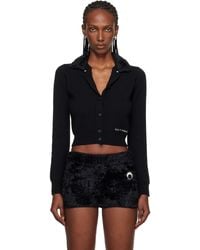 Marine Serre - Merino Wool Knit Cropped Cardigan - Lyst