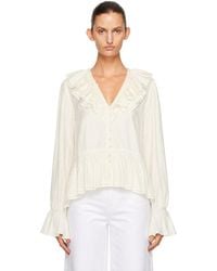 Ganni - Off- Viscose Silk Blouse - Lyst