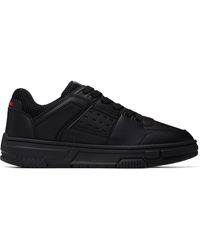 HUGO - Mesh-Trim Faux-Leather Sneakers - Lyst