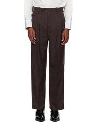 NULLUS - Pantalon Fuselé Étagé Brun En Laine - Lyst