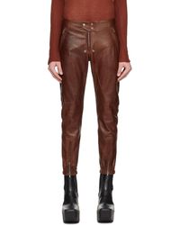 Rick Owens - Pantalon luxor brun en cuir - Lyst