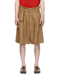 Hed Mayner Linen Shorts - Brown