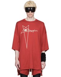 Rick Owens - T-shirt tommy rouge édition champion - Lyst