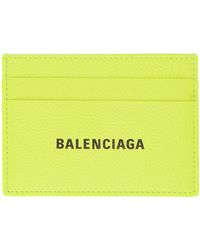 Balenciaga - Porte-cartes jaune à logo imprimé - Lyst