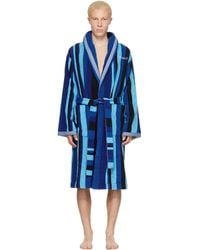Versace - Striped Cotton-terry Jacquard Bathrobe - Lyst