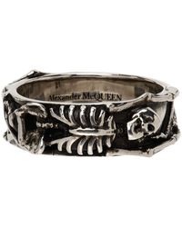 Alexander McQueen Silver Dancing Skeleton Ring - Metallic