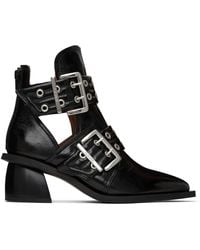 Ganni - Double-buckle Cut-out Ankle Boots - Lyst